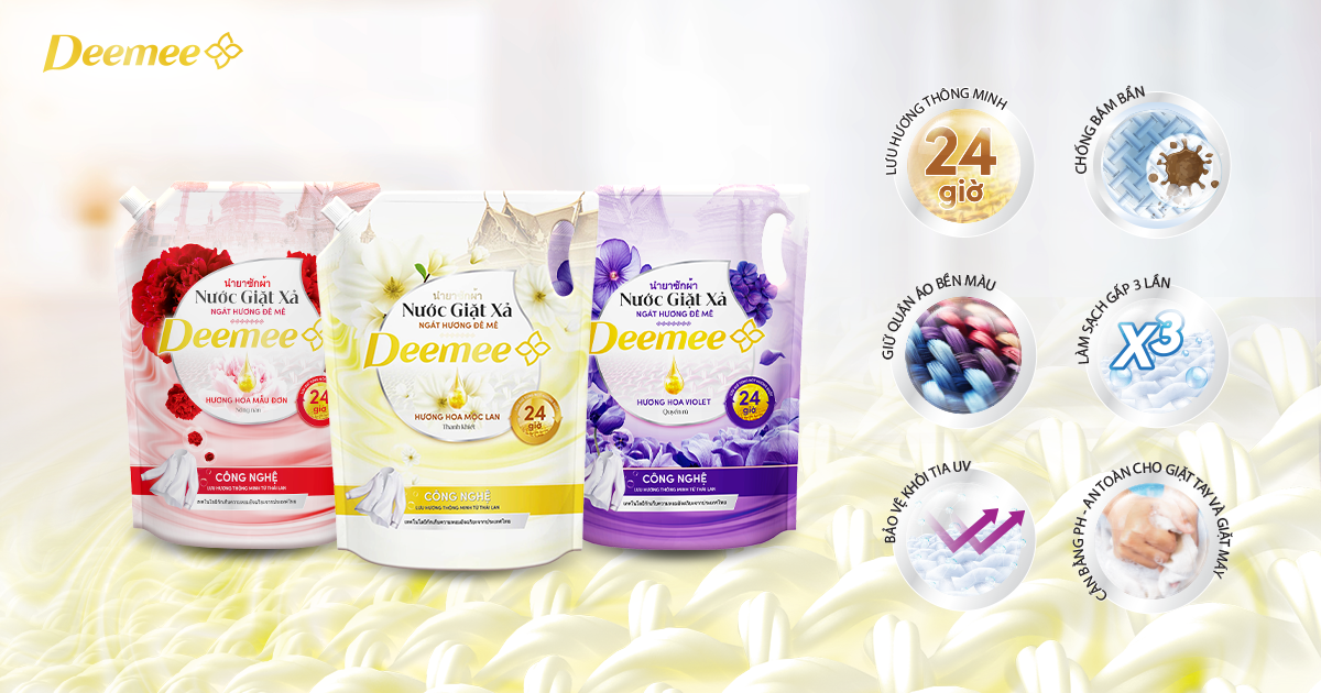 Deemee - Hiệu quả vượt trội 6 trong 1 của nước giặt xả Deemee