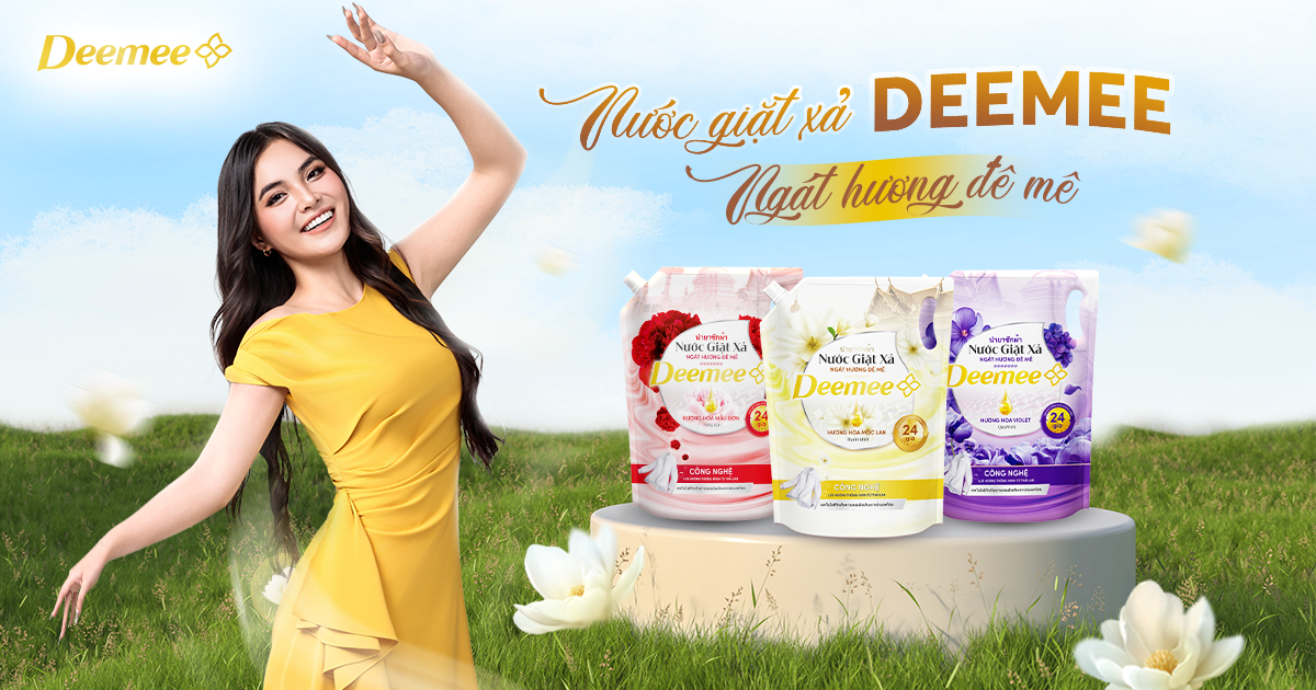 Model cùng Nước giặt xả Deemee - Ngát hương đê mê
