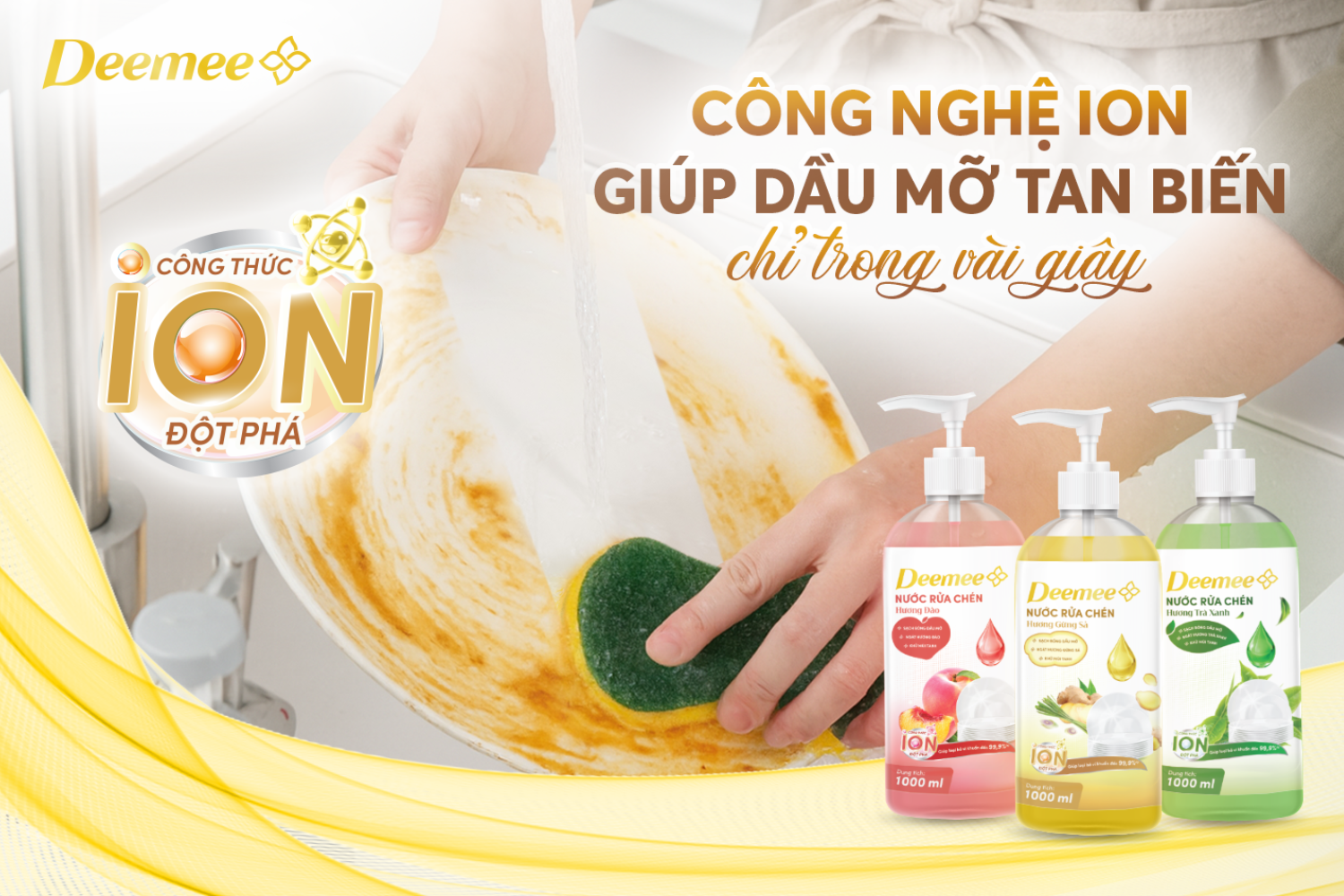 Nước rửa chén Deemee bảo vệ da tay dịu nhẹ