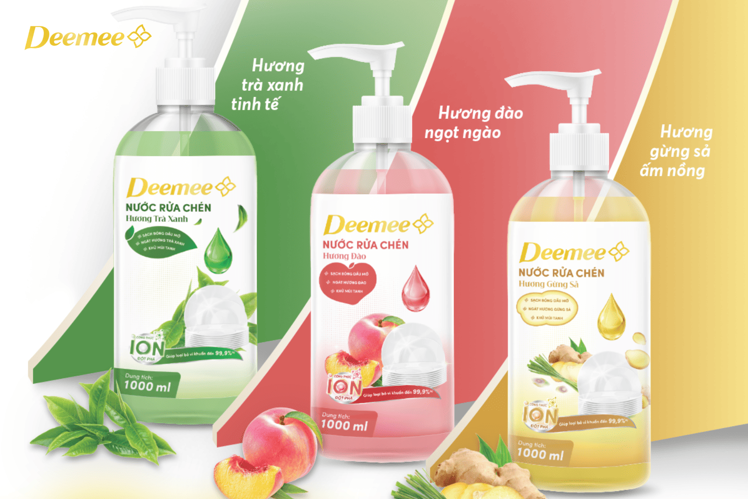 Các mùi hương nước rửa chén Deemee đa dạng và tự nhiên.