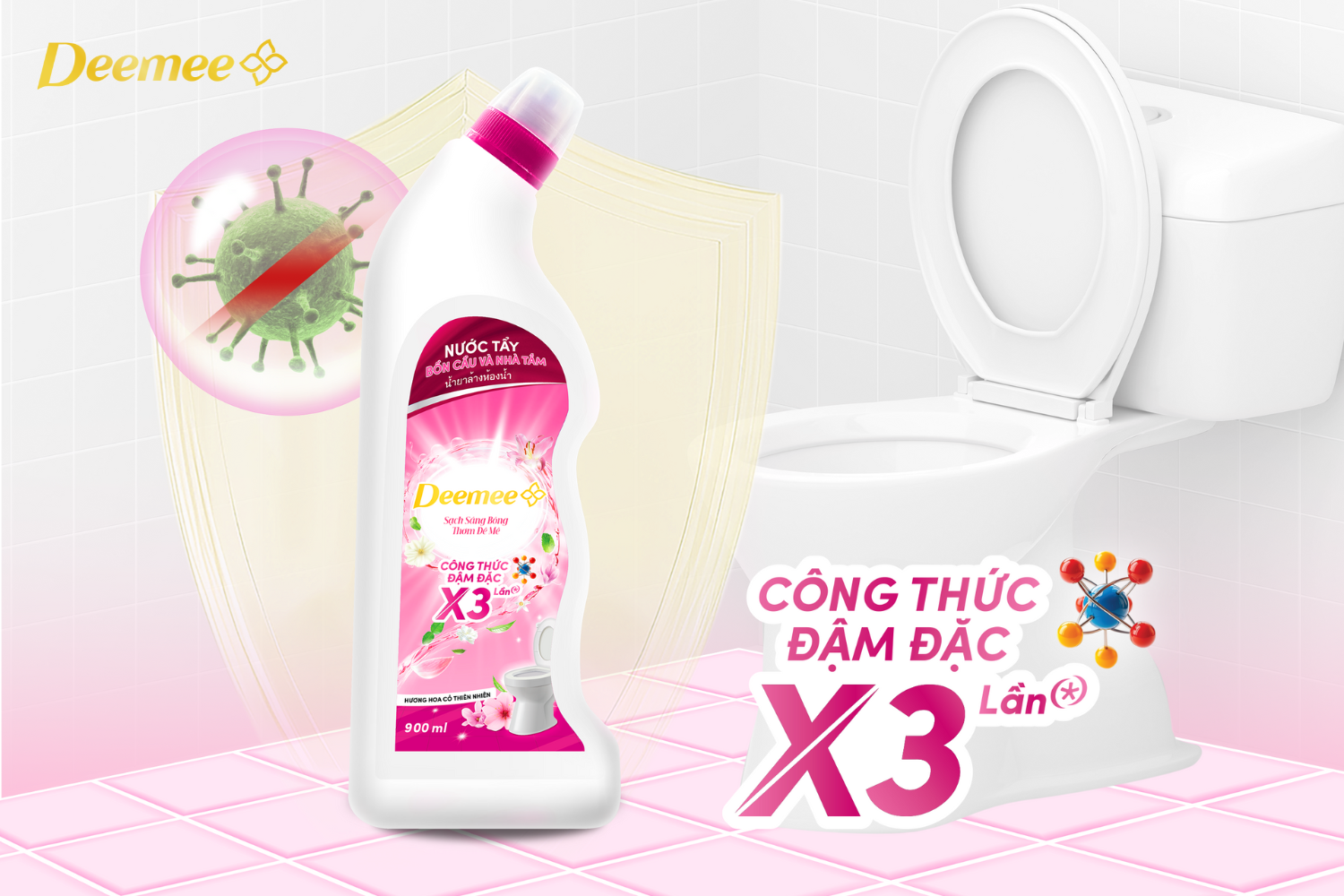 Nước tẩy bồn cầu Deemee hương hoa cỏ thiên nhiên dịu nhẹ