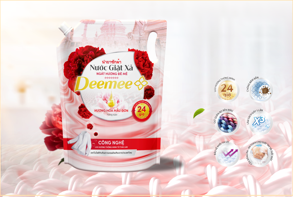 Nước Giặt Xả Deemee Hương Hoa Mẫu Đơn Nồng Nàn 2kg